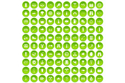 100 BBQ icons set green