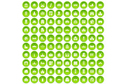 100 building icons set green