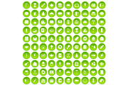 100 cafe icons set green