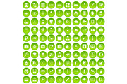 100 care icons set green