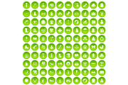 100 children icons set green