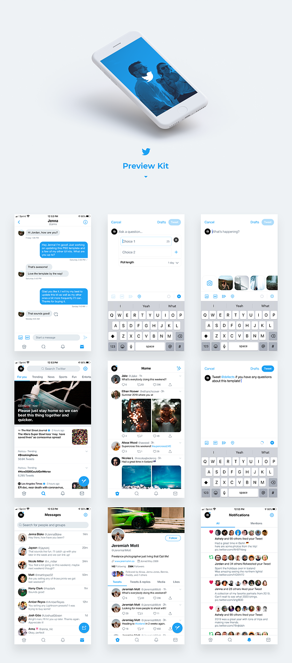 Twitter UI Kit in Twitter Templates - product preview 1