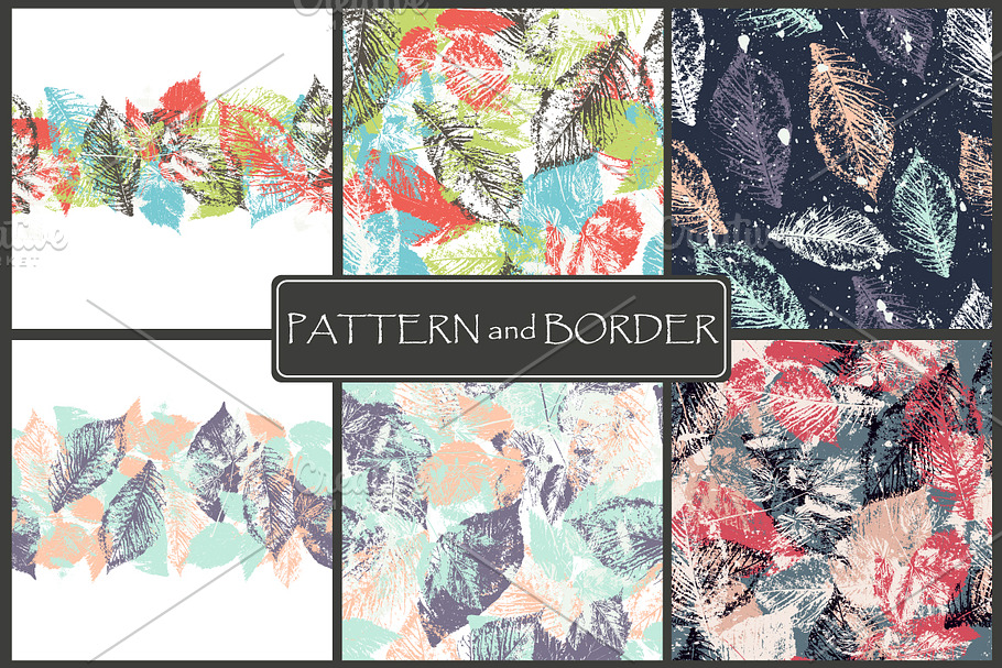 Forest leafs.Seamless border+pattern in Patterns - product preview 8