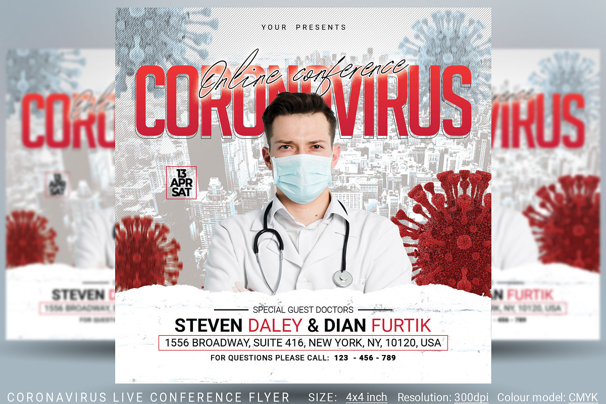 Coronavirus Live Conference Flyer in Flyer Templates - product preview 8