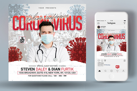 Coronavirus Live Conference Flyer in Flyer Templates - product preview 1