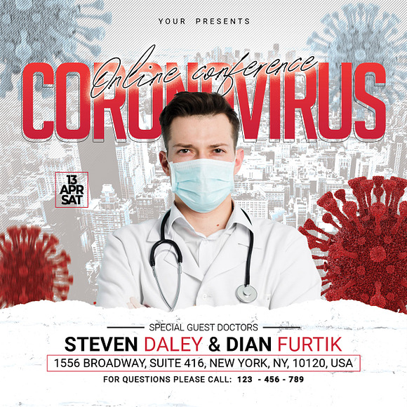Coronavirus Live Conference Flyer in Flyer Templates - product preview 2