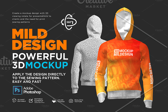 3D Mockup: Hoodie Jumper Long Sleeve in Product Mockups - product preview 9