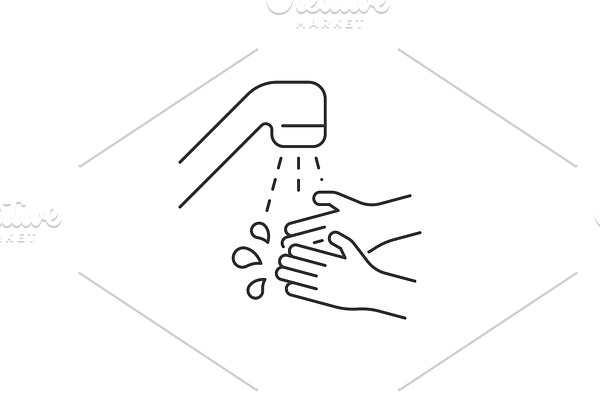 Wash your hands with water line icon