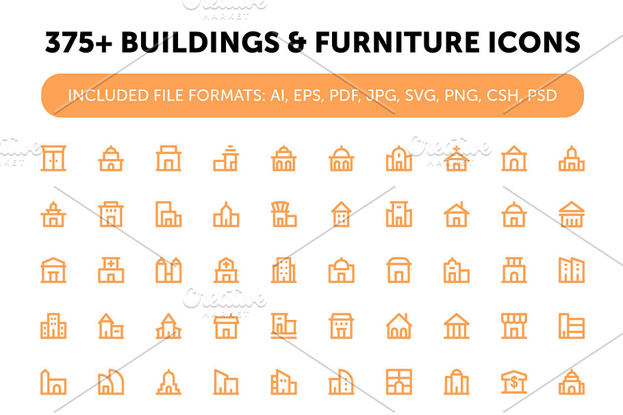 375+ Buildings and Furniture Icons