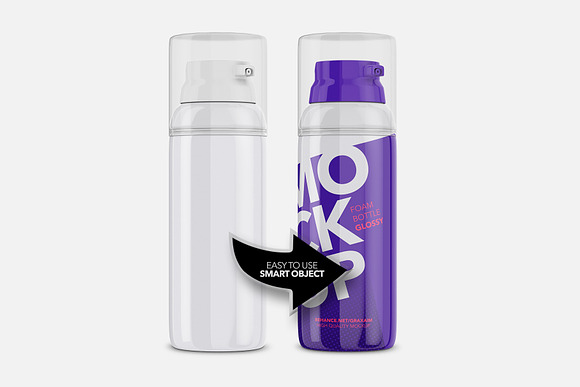 Foam Bottle - Glossy Version in Mockup Templates - product preview 2