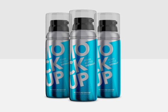 Foam Bottle - Metallic Version in Mockup Templates - product preview 1