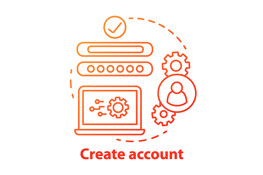 Create account red concept icon