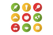 Food and drinks flat design icons
