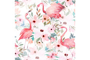 Semless Pattern With Flamingos