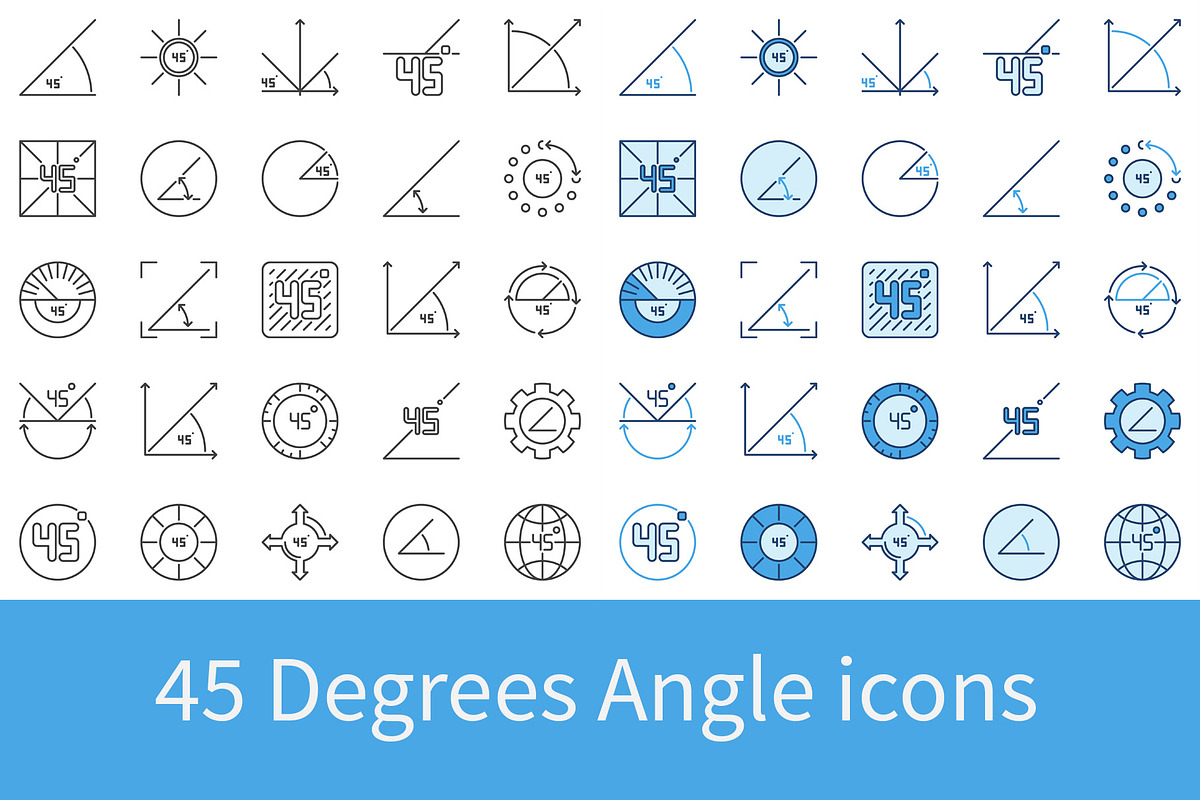45 Degrees Angle icons set in Icons - product preview 8