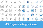 45 Degrees Angle icons set