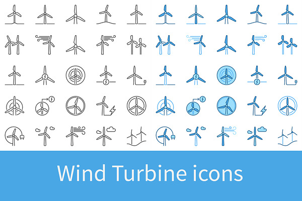 Wind Turbine icons set