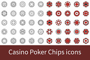 Casino Poker Chips icons set