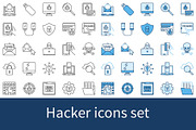 Hacker and Computer Virus icons set