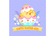 Happy Easter Day Chick Egg