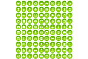 100 hotel icons set green
