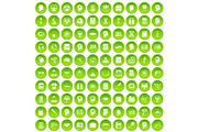 100 knowledge icons set green