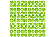 100 recreation icons set green