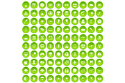 100 research icons set green