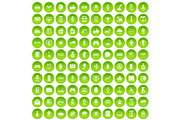 100 robot icons set green