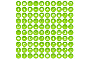100 science icons set green