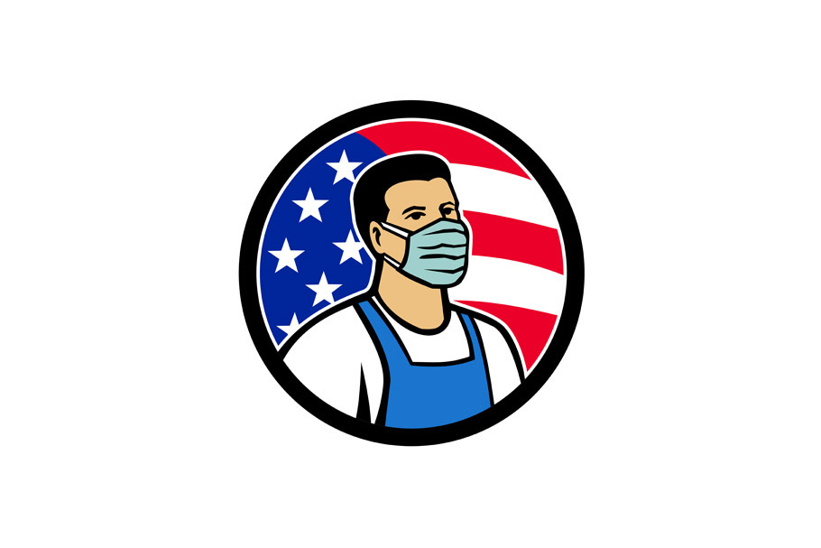 American Food Worker Hero USA Flag