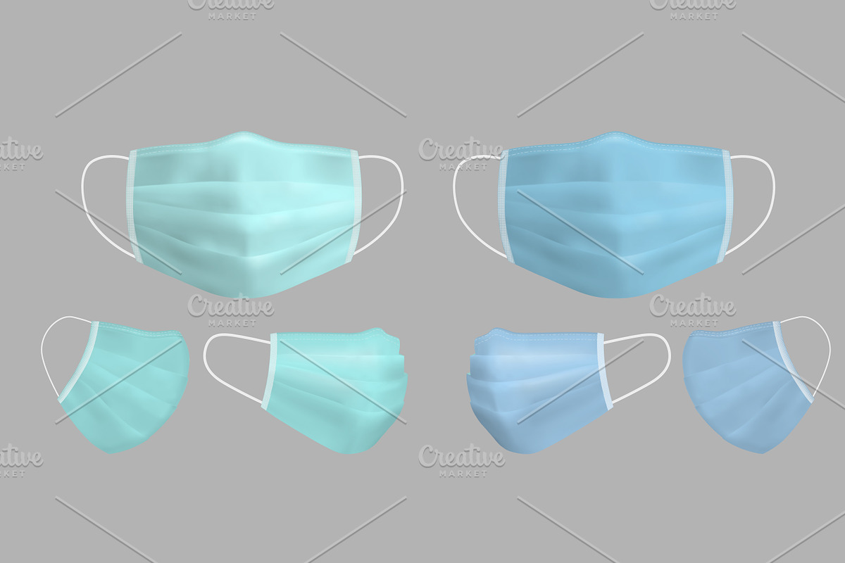 Blue medical mask in Product Mockups - product preview 8