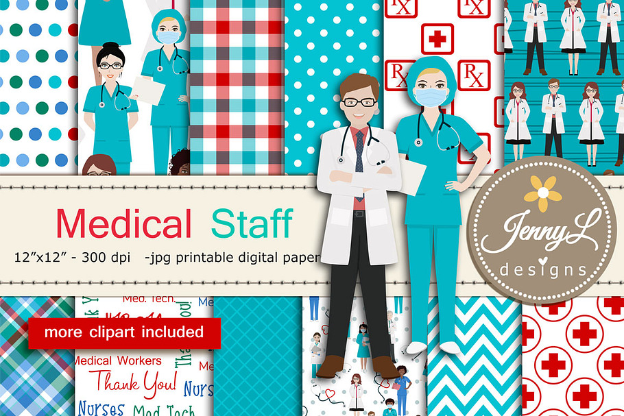 Medical Staff Digital Papers Clipart