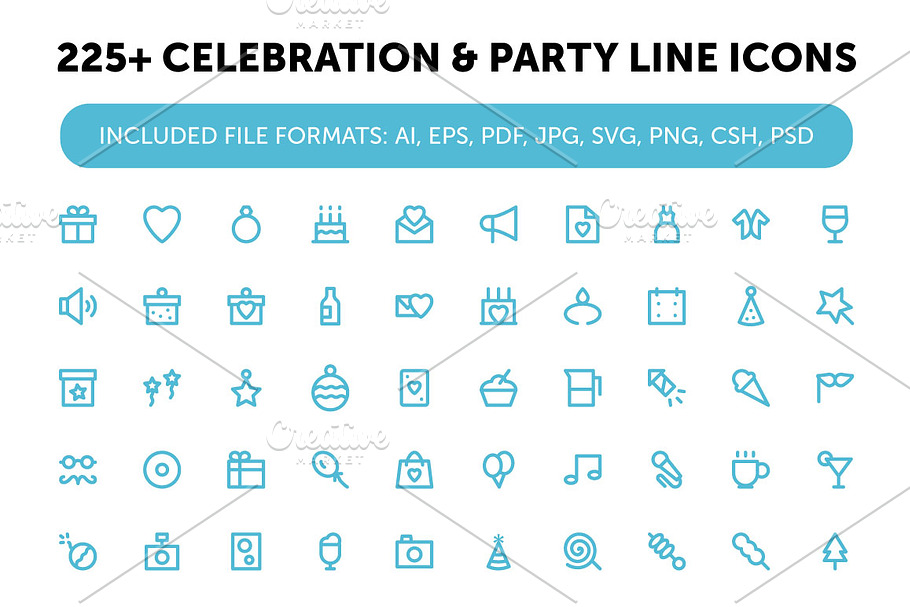 225+ Celebration & Party Line Icons