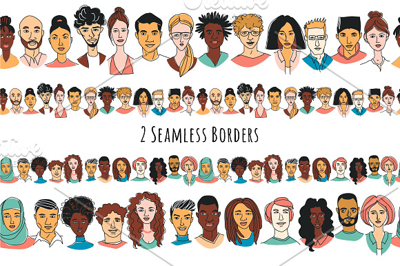 Young Adults' diverse faces pattern in Patterns - product preview 4