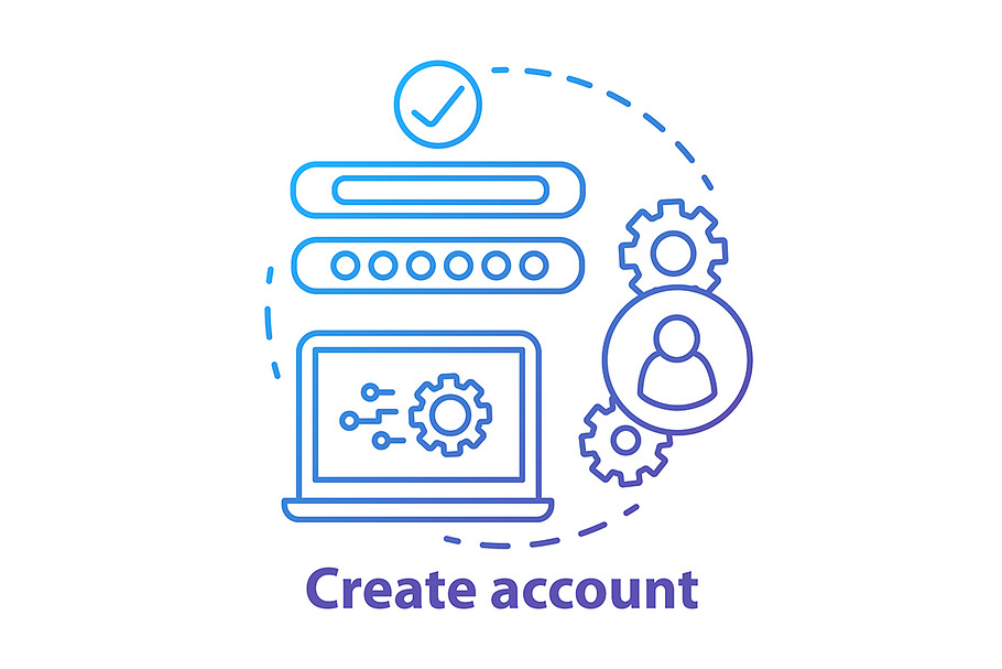 Create account blue concept icon