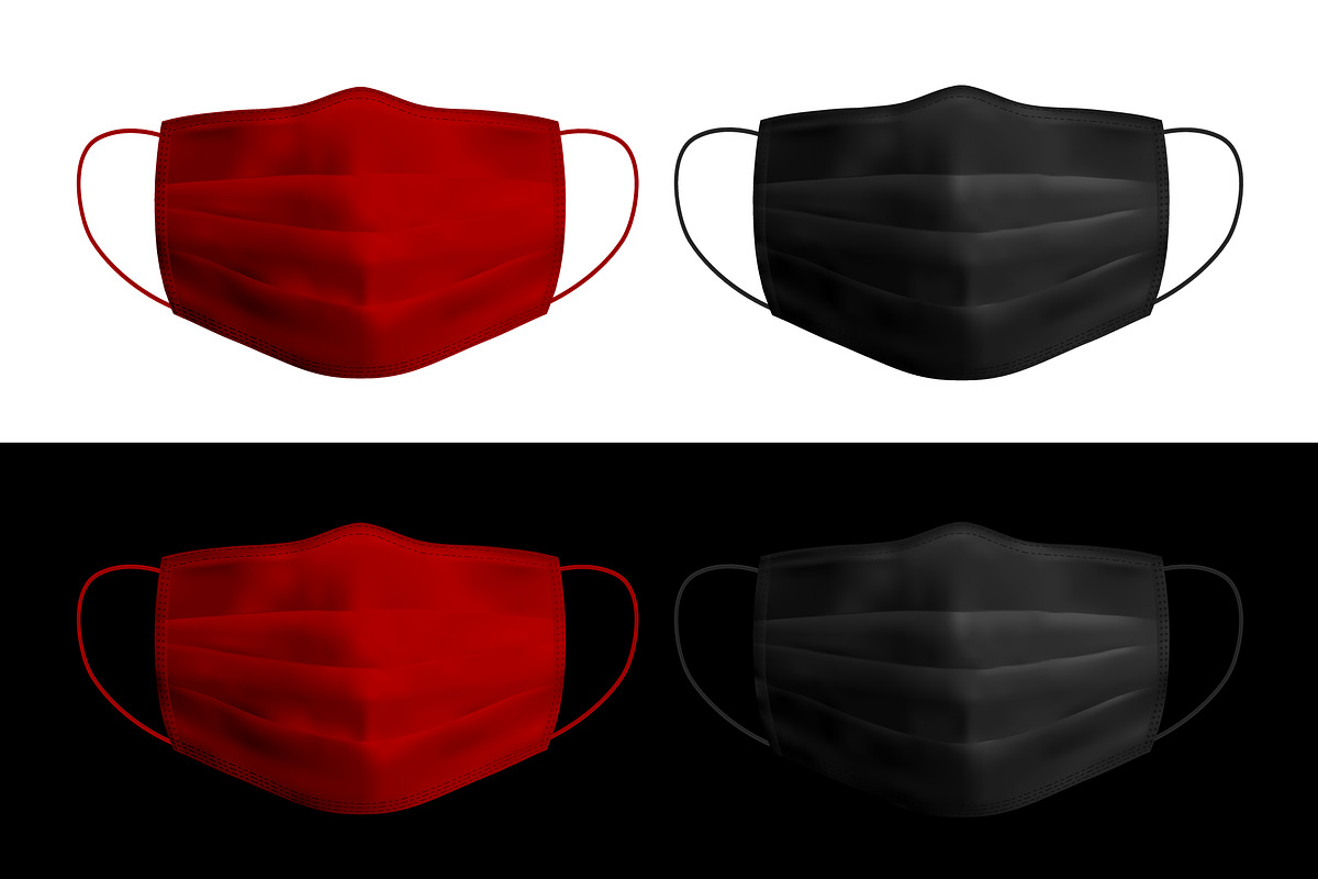Vector medical mask. Red and black in Product Mockups - product preview 8