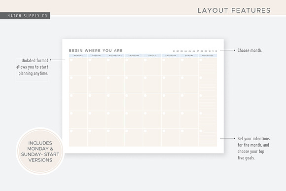 Dawn: Monthly Goals Planner in Stationery Templates - product preview 1