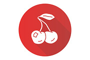 Ripe cherries red flat design icon