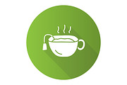 Hot brown tea cup green glyph icon