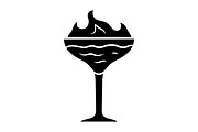 Flaming cocktail glyph icon