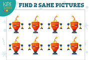 Find two same pictures vector puzzle