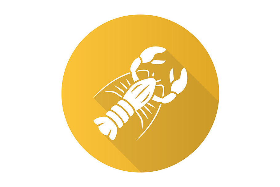 Lobster yellow flat design icon in Icons - product preview 8