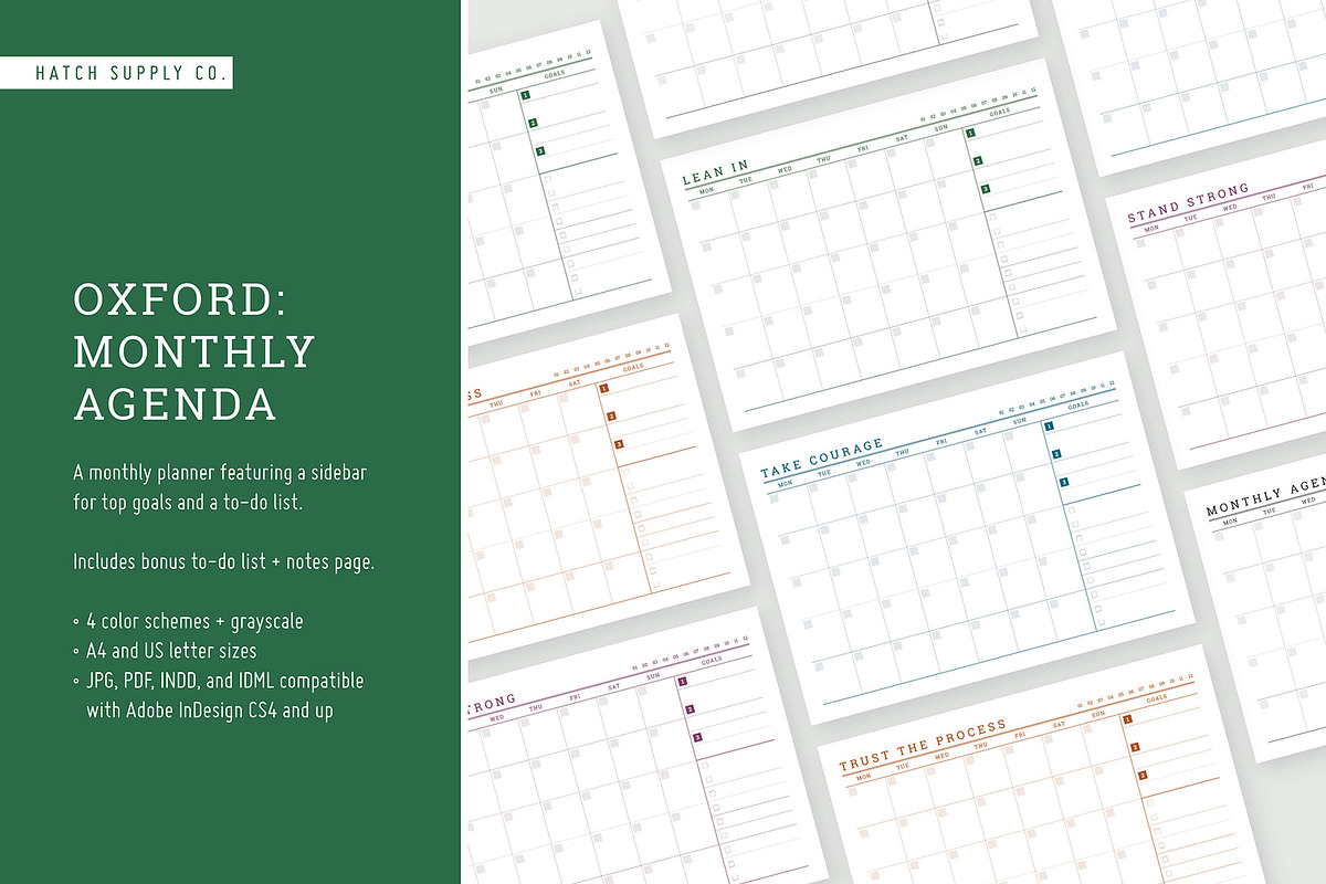 Oxford: Monthly Agenda in Stationery Templates - product preview 8
