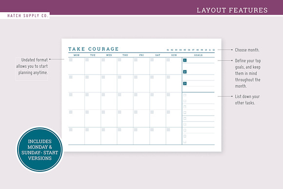 Oxford: Monthly Agenda in Stationery Templates - product preview 1