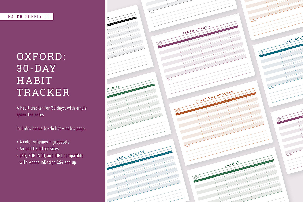 Oxford: 30-Day Habit Tracker in Stationery Templates - product preview 8