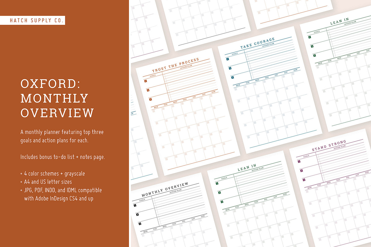 Oxford: Monthly Overview in Stationery Templates - product preview 8