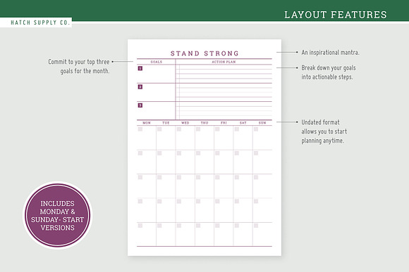 Oxford: Monthly Overview in Stationery Templates - product preview 1