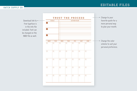Oxford: Monthly Overview in Stationery Templates - product preview 3
