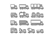 Commercial Van and Truck Icons Set